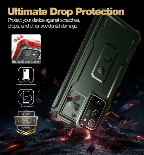 Vista 3 de Dexnor Funda para Samsung Galaxy Note 20 Ultra 5G, [Protector de pantalla y soporte integrados] Protección de grado militar resistente a prueba