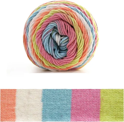 Vista 31 de Hilo de color de algodón para tartas, hilo multicolor arcoíris para tejer y tejer a ganchillo, 2 bolas de 7.05 oz, 45% algodón, 55% acrílico, hilo
