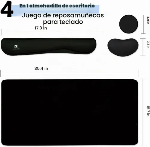 Vista 2 de Alfombrilla de ratón grande 4 en 1 para juegos, almohadilla de reposo para muñeca del teclado y conjunto de alfombrilla con soporte para muñeca