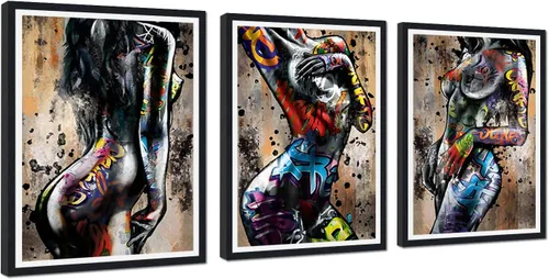 Vista 50 de Novatique 3 piezas de arte de pared sexy en blanco y negro para parejas desnudas, decoración de pared abstracta de amor para mujeres y hombres, arte