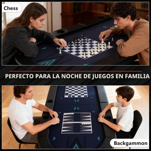 Vista 4 de RAYKEEP Mesa de póquer plegable 4 en 1 de 72 pulgadas con alfombrilla