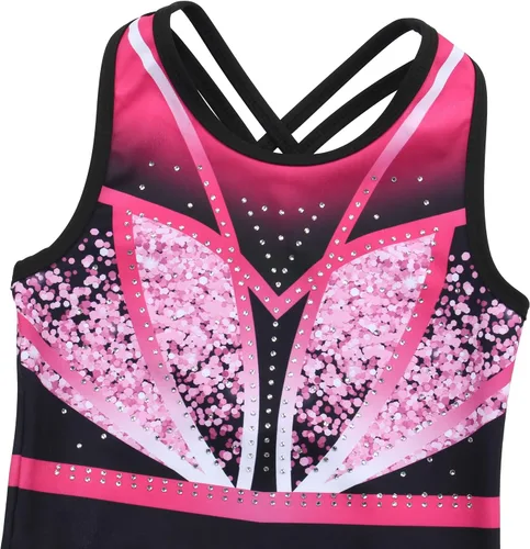 Vista 118 de MODAFANS Leotardos de gimnasia para niñas brillantes para bailar ballet, pantalones cortos con espalda cruzada