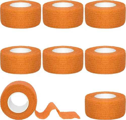 Vista 8 de Tindobewan Envoltura de vendaje autoadhesiva, 1 pulgada, 8 rollos, color negro Vendaje cohesivo transpirable Vet Tape Vendaje adhesivo elástico