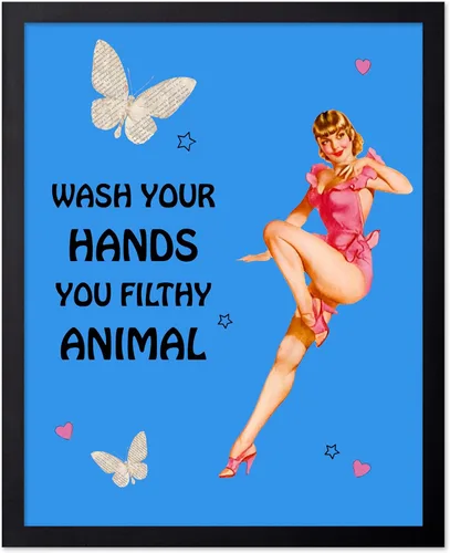 Vista 106 de Poster Master Pin Up Girl Poster - Better Late Than Ugly Print - Butterfly Art - Modern Art - Trendy Art - Gift for Men & Women - Funny Decor for