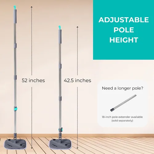 Vista 8 de TRUE & TIDY Sistema de trapeador giratorio cuadrado y cubeta – Doble cámara para agua limpia y sucia, trapeador giratorio de 360° con autoescurrido