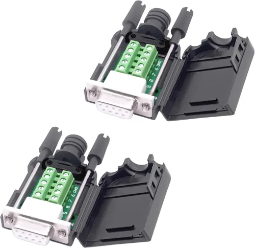 Vista 8 de DB9 - Placa de conexión macho sin soldadura RS232 D-SUB 9 pines adaptador serie bloque de terminales con funda, 2 paquetes (macho)
