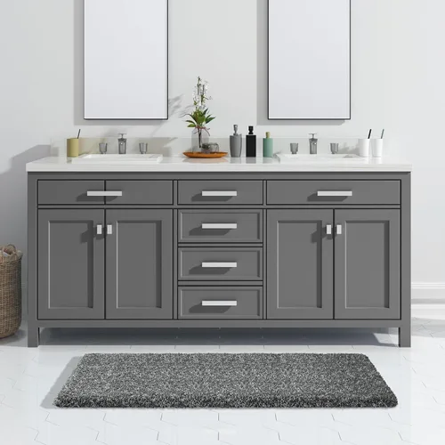Vista 94 de Yimobra Alfombras de baño en negro y blanco antideslizantes lavables, tapetes de baño ultra suaves y absorbentes de agua, alfombra de ducha suave