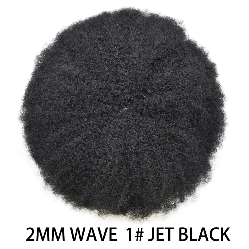 Vista 2 de Peluca de encaje suizo rizado afro para hombre, sistema de repuesto de peluca de encaje completo, extensiones duraderas de cabello humano #1 Negro