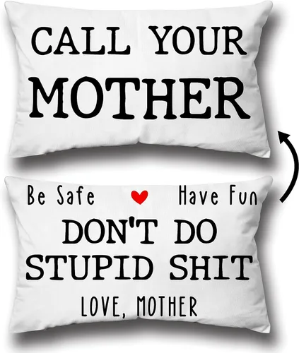 Vista 9 de Funda de almohada decorativa reversible con texto en inglés "Call Your Papa Be Safe Have Fun Don't Do Stupid" de 12 x 20 pulgadas, funda de cojín