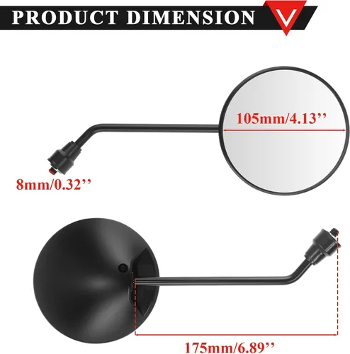 Vista 2 de PRO BAT Espejos retrovisores GY6 de 0.315 in/0.31 pulgadas, ajuste de 360° para GY6 50cc 150cc 250cc motor motocicleta ciclomotor ATV Quad 4 ruedas