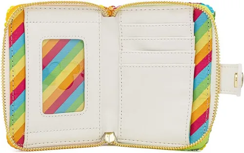 Vista 4 de Loungefly Mini billetera de lentejuelas Rainbow Minnie, Arco iris, Mini billetera de lentejuelas Rainbow Minnie