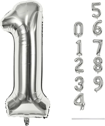 Vista 53 de Globo negro del número 0 para niñas y niños, 40 pulgadas, grande, número 0-9, de papel de aluminio, de Mylar para helio, juego de globos digitales