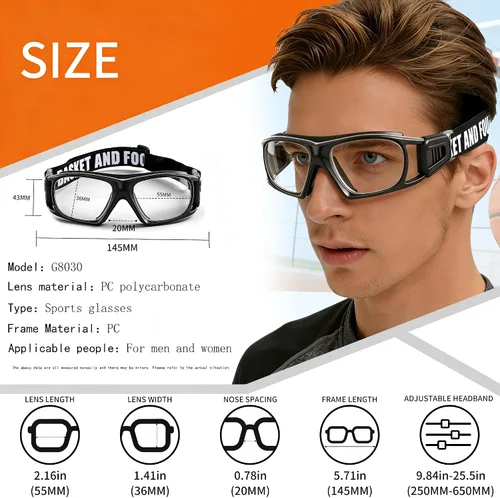 Vista 2 de SooGree Anteojos deportivos para hombres y mujeres, para baloncesto, fútbol, deportes, antiniebla, choque, colisión, gafas de uso