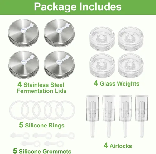 Vista 9 de Kit de fermentación para tarro de fermentación de masón de boca ancha para decapado y más