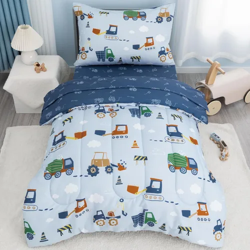 Vista 17 de david's kids Juego de ropa de cama de 4 piezas para niños pequeños - Juego de ropa de cama suave y transpirable para niñas, incluye edredón Mariposa