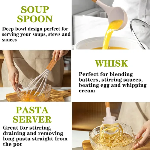 Vista 5 de Fungun - Juego de utensilios de cocina de cocina, 35 piezas, utensilios de cocina antiadherentes, juego de espátula, juego de utensilios de cocina