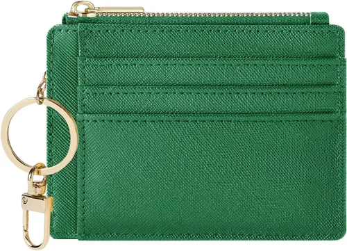 Vista 17 de Sodsay Estuche para tarjetas, cartera delgada con bolsillo frontal, para mujer, sujetatarjetas con llavero Slim, Front Pocket, Credit Card Holder