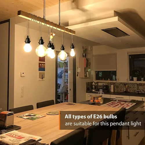 Vista 8 de Lámpara colgante enchufable, cable de lámpara colgante de 15 pies con interruptor, casquillo de bombilla E26, lámparas aéreas industriales DIY