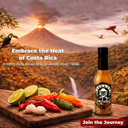 Vista 9 de Monoloco Salsa picante vegana sin gluten con gorro escocés panameño, rocoto, pimientos de cayena y pimientos fantasma, ajo y especies naturales