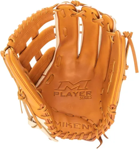 Vista 9 de Miken Player Series+ Infield Outfield Utility Slow Pitch Softball Glove 13” - 15” Size Grey White H-Web Right Hand Thrower Left Hand