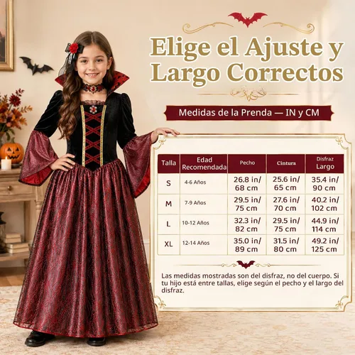 Vista 5 de Meland Disfraz de vampiro para niñas, disfraz de Halloween iluminado para 4