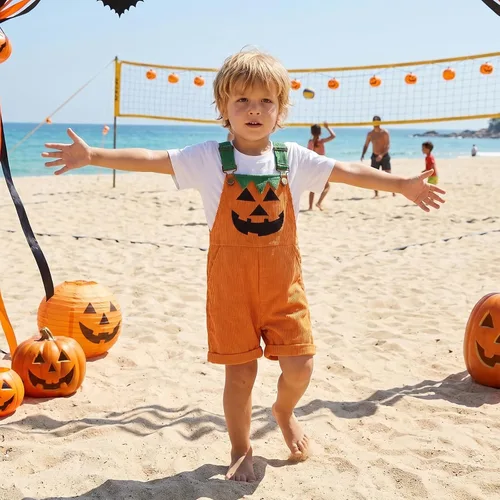 Vista 2 de Socutebabe Traje de Navidad sin mangas para niños pequeños y niñas Cara-naranja