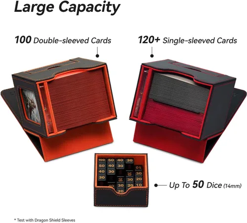 Vista 3 de Mage Tech Caja de cartas para MTG Commander, diseño patentado, pantalla Commander, se adapta a 100 tarjetas de doble manga, ladrillo de tarjetas