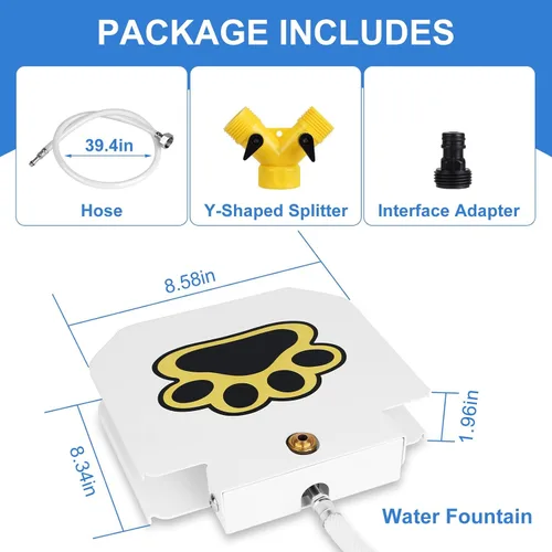 Vista 5 de Fuente de agua para perros, dispensador de mascotas activadas con patas al aire libre, rociador de agua para perros con manguera de 39.4 pulgadas