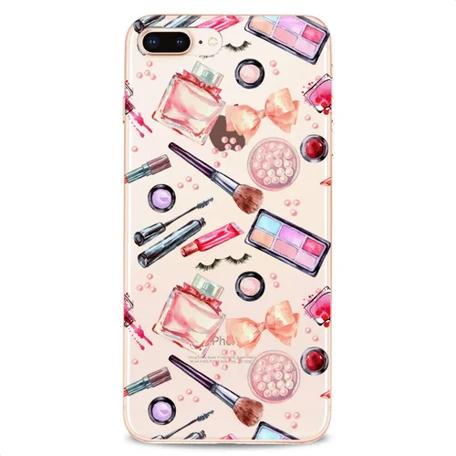 Vista 6 de Funda de TPU compatible con iPhone 16e 15 14 13 12 11 Pro Max Plus Mini Xs Xr X 8 7 6 5 SE impresión de silicona flexible maquillaje perfume lindo