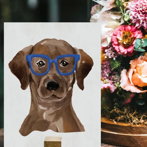 Vista 184 de Andaz Press Póster impreso para pared de perro, 8.5 x 11 pulgadas, Bulldog inglés con gafas negras, 1 paquete, regalo de cumpleaños de Navidad, sin