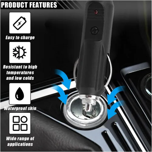 Vista 4 de Adaptador de cargador de coche de 12 V, compatible con cojín de masaje de cuello y espalda, encendedor de cigarrillos, cable de enchufe macho