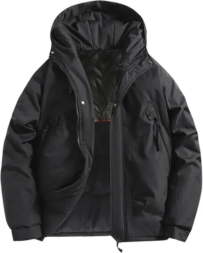 Vista 8 de Chaqueta impermeable de esquí para hombre con forro polar cálido para invierno con capucha costuras totalmente selladas