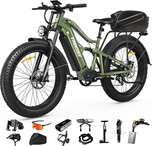 Vista 11 de FREESKY Bicicleta de montaña eléctrica, 20 MPH, 140 millas de largo alcance