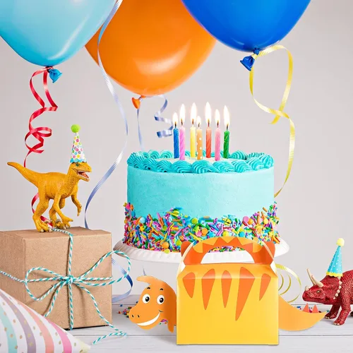 Vista 6 de Patelai - 12 bolsas de recuerdo de fiesta de dinosaurios 3D con temática de dinosaurios, cajas de regalo de dulces para niños, baby shower