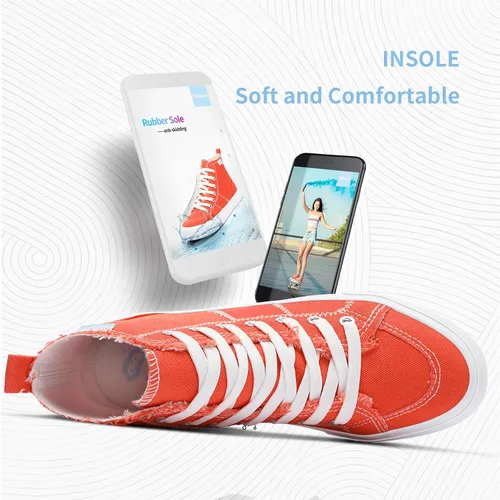 Vista 31 de Obtaom Zapatos de lona de alta calidad para mujer/hombre para jugar a media pantorrilla, zapatillas de deporte de moda casuales con cordones de alta
