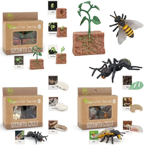 Vista 18 de Figuras del Ciclo de Vida de Animales Montessori con Tarjetas Flash, Juguetes de Figuritas de Animales Realistas, Juego Educativo de Emparejamiento