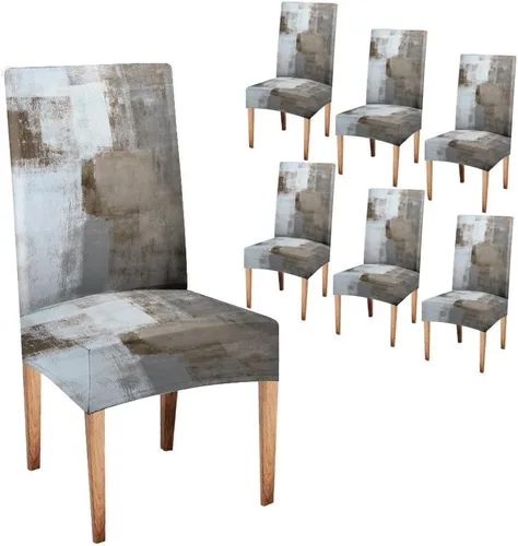 Vista 54 de TOMWISH Juego de 2 fundas para sillas de comedor, color turquesa y gris, fundas elásticas para sillas Parsons, de elastano, lavables, protectores