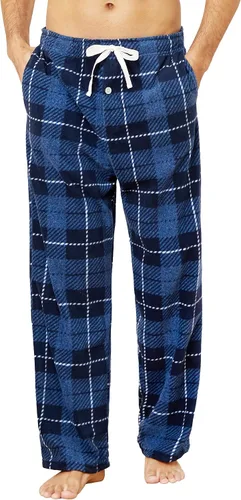Vista 13 de U2SKIIN Pantalones de pijama de forro polar para hombre, pantalones de Buffalo Plaid-rojo