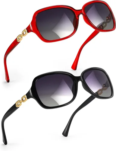 Vista 23 de SIPHEW - Gafas de sol polarizadas para mujer, gafas de sol cuadradas clásicas para mujer con protección UV Gafas de sol polarizadas negras A01