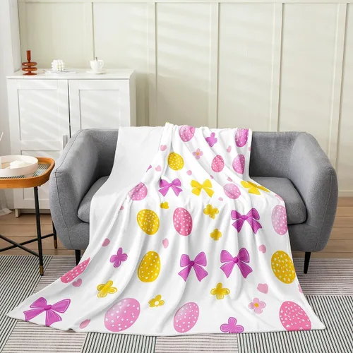 Vista 8 de Erosebridal Manta de franela con nudo de lazo para niñas, 40 x 50 pulgadas, diseño de rayas de diamante, para sofá cama y cama de vellón para niños