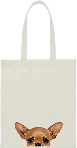 Vista 27 de WIRESTER Bolsa de lona para mujeres y niñas, bolsa de playa, comestibles y viajes, lindo perro