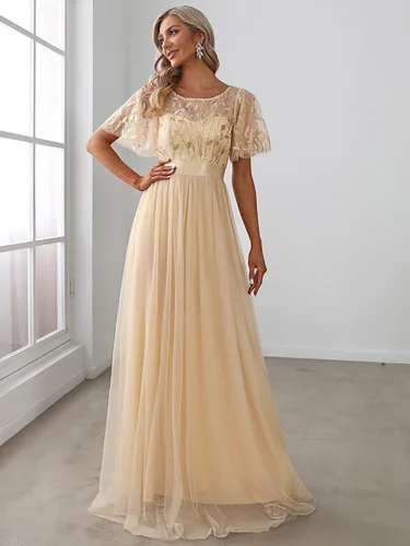 Vista 4 de Ever-Pretty - Vestido con bordado cintura imperial y acampanado para mujer 0904 para fiesta y graduación
