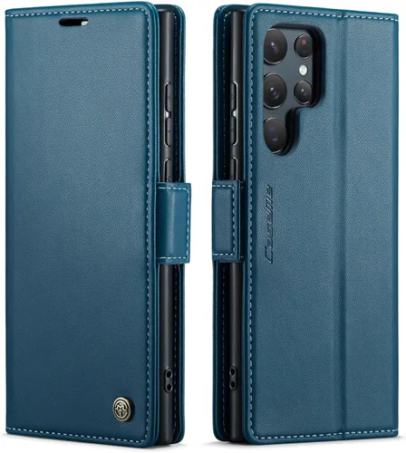 Vista 15 de QLTYPRI Funda tipo cartera para Samsung Galaxy S22, funda de cuero PU premium con cierre magnético, tipo folio con bloqueo RFID, ranuras