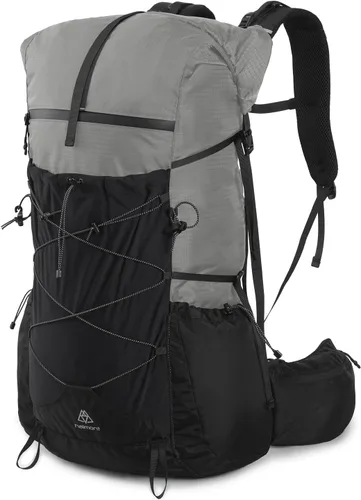 Vista 8 de Haimont Paquete de mochilero enrollable de 40L+15L con cubierta para lluvia, negro