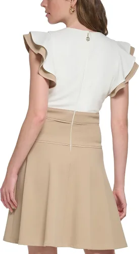 Vista 3 de Tommy Hilfiger Crepe de buceo de manga corta hasta la rodilla para mujer