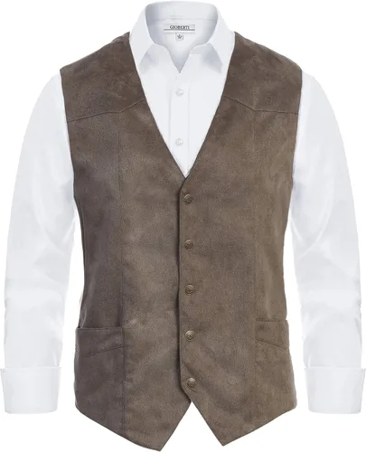Vista 8 de Gioberti Chaleco de ante sintético de 5 botones para hombre Café