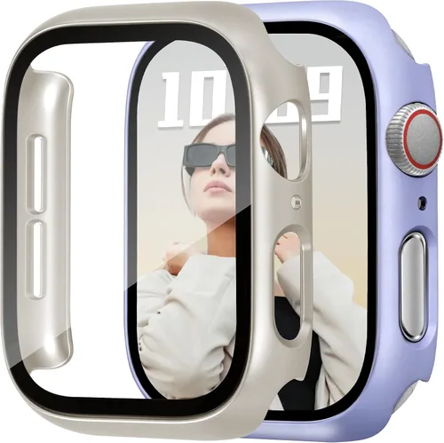 Vista 18 de JR.DM - Juego de 2 fundas de policarbonato duro de 38 mm con protector de pantalla de vidrio templado HD para Apple Watch Series 3/2/1, protector
