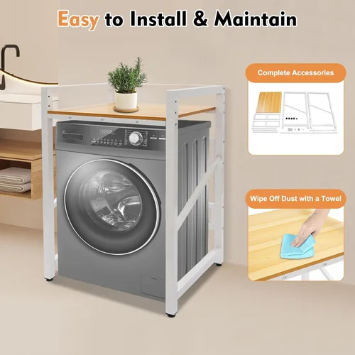 Vista 6 de Soporte apilable para lavadora y secadora, estante resistente para lavadora con diseño ajustable, capacidad de carga de 660 libras, estante