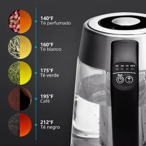 Vista 4 de Aigostar Hervidor Eléctrico, Tetera con Control de Temperatura e Infusor de Té, Hervidor de Agua Caliente de 1500W con Temperatura Variable, Función