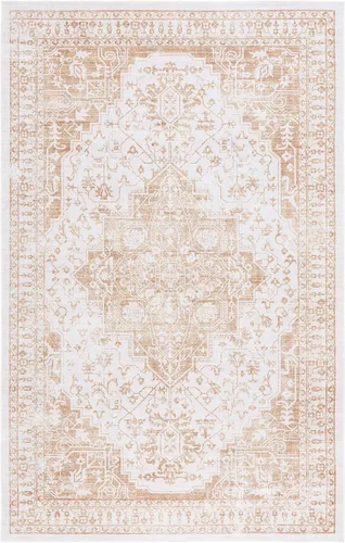 Vista 13 de SAFAVIEH Alfombra lavable Arizona Collection – 5 x 8 pies, ovalada, beige y dorado, antideslizante y fácil de limpiar, ideal para sala de estar